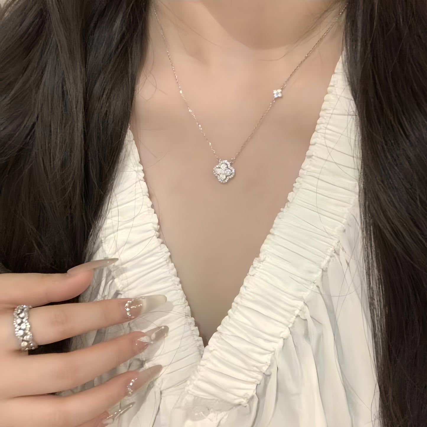 Glitter Four-Leaf Clover Necklace