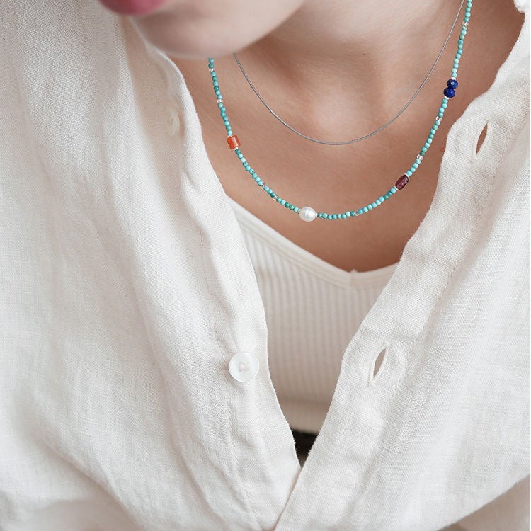 Handmade Bohemian Green Beaded Necklace