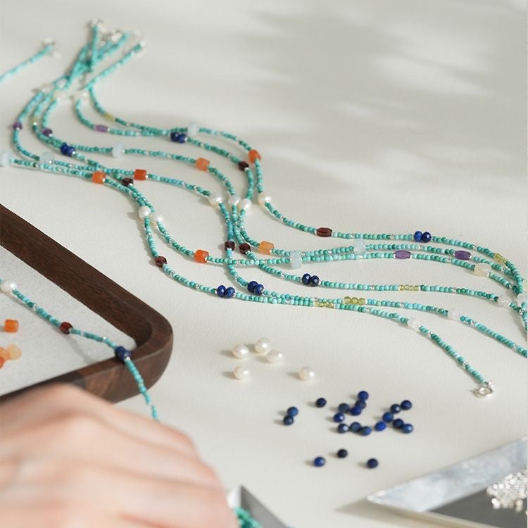 Handmade Bohemian Green Beaded Necklace