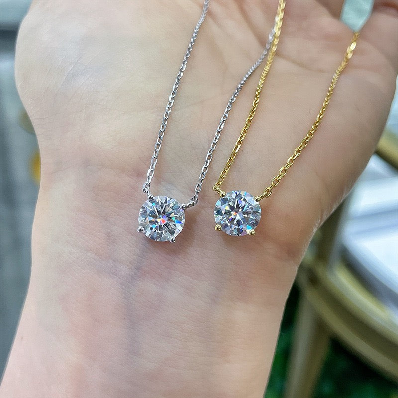Moissanite 4-prong Round Necklace