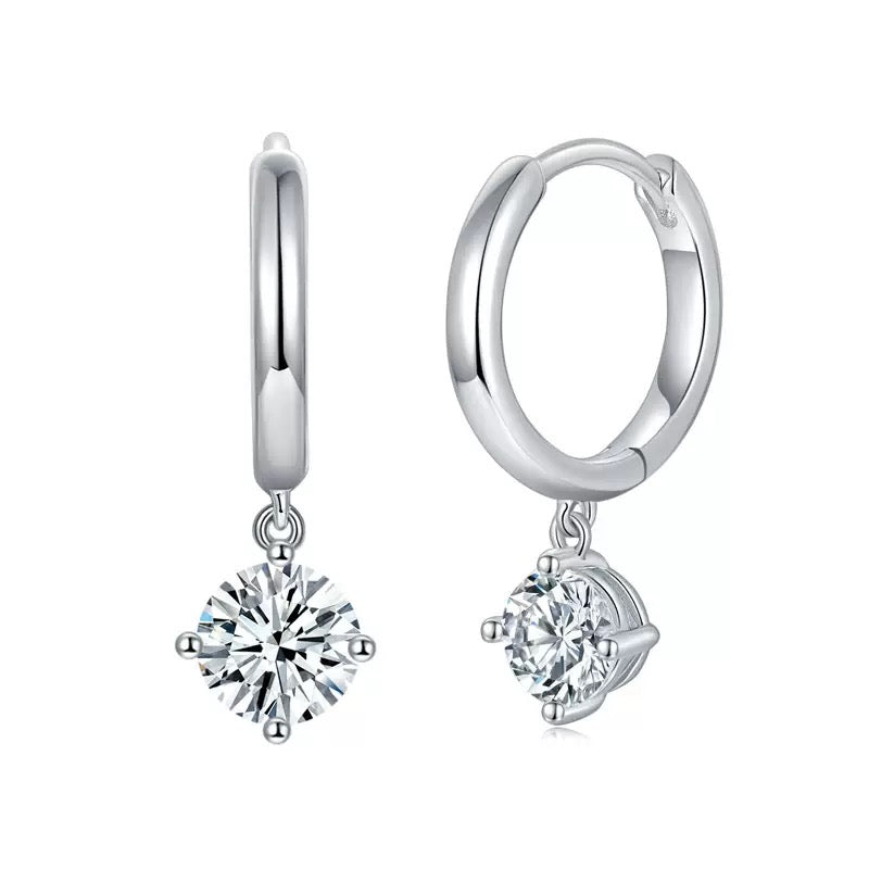 Moissanite 4-prong ear hoops