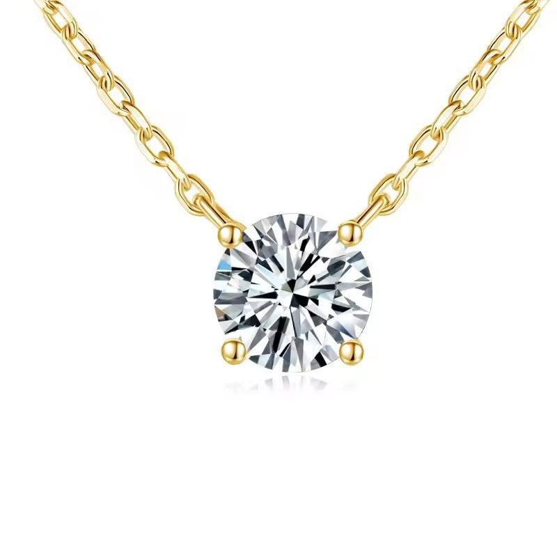 Moissanite 4-prong Round Necklace