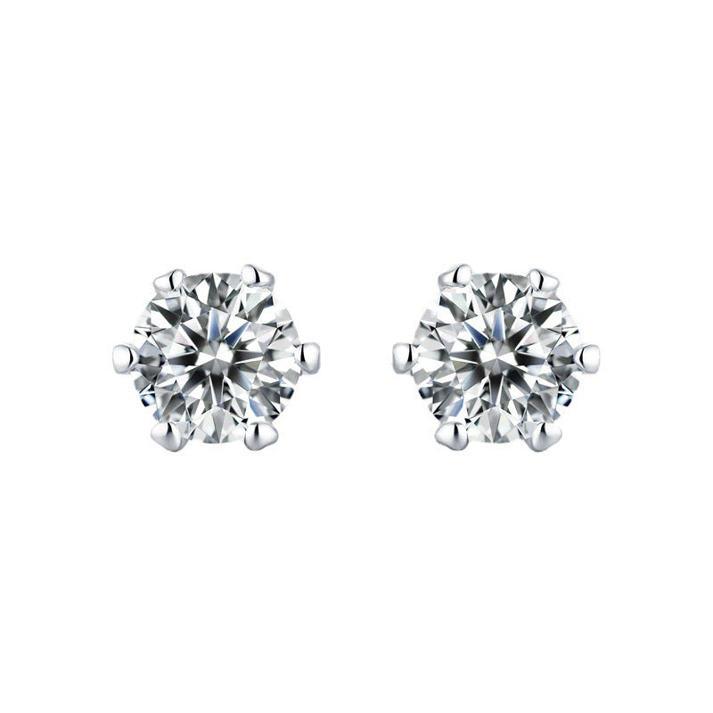 Moissanite 6-prong Stud Earring