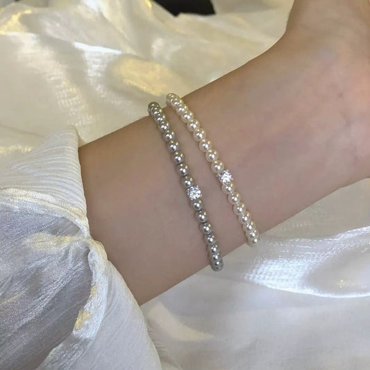 Pearl & Square Diamond Bracelet