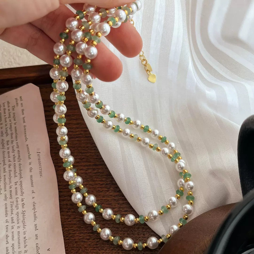 Verdant Whisper Pearl Necklace