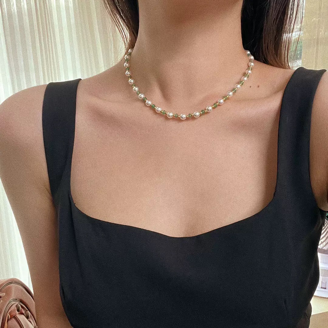 Verdant Whisper Pearl Necklace