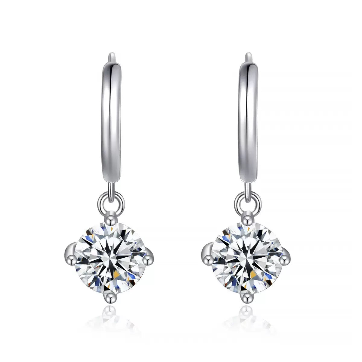 Moissanite 4-prong ear hoops