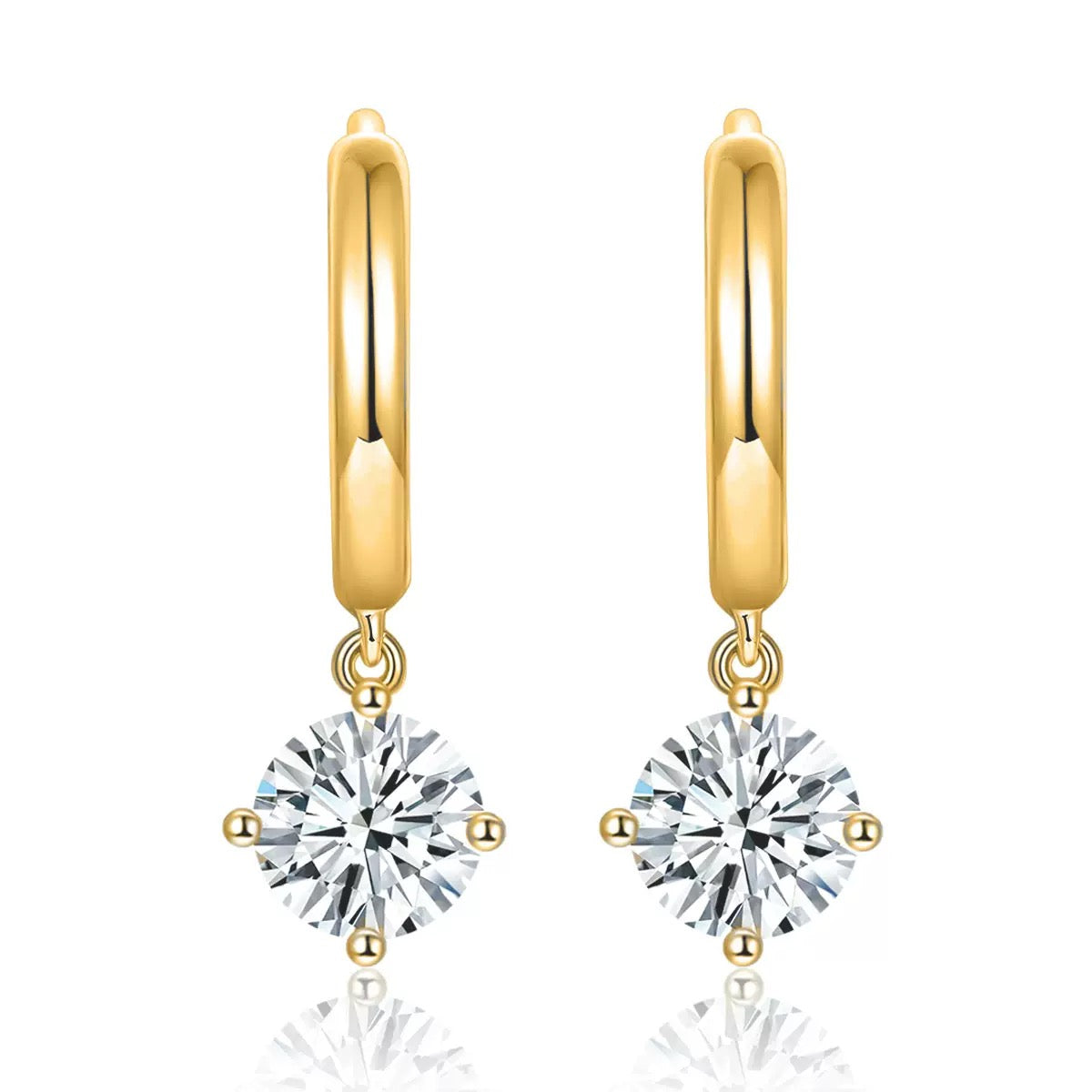 Moissanite 4-prong ear hoops