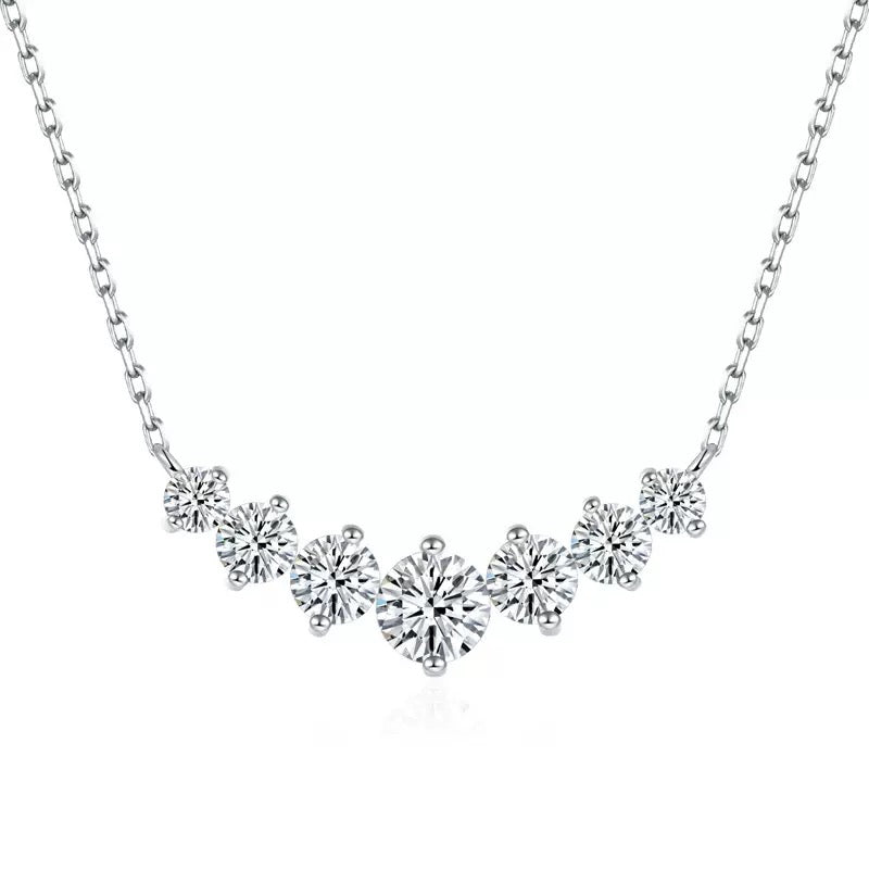 Moissanite v shape smily necklace