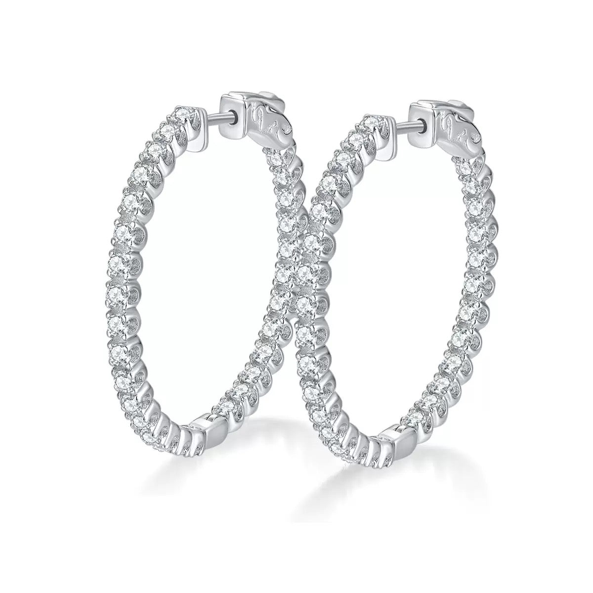 Moissanite large ear hoops